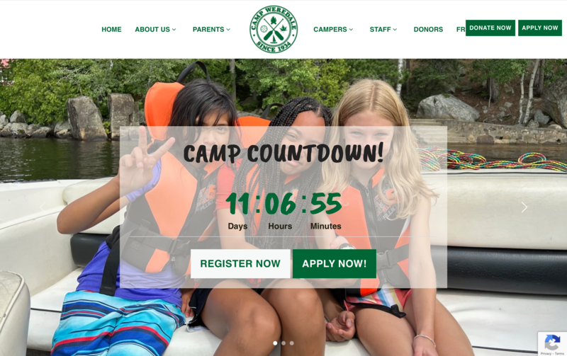 Camp Weredale website design